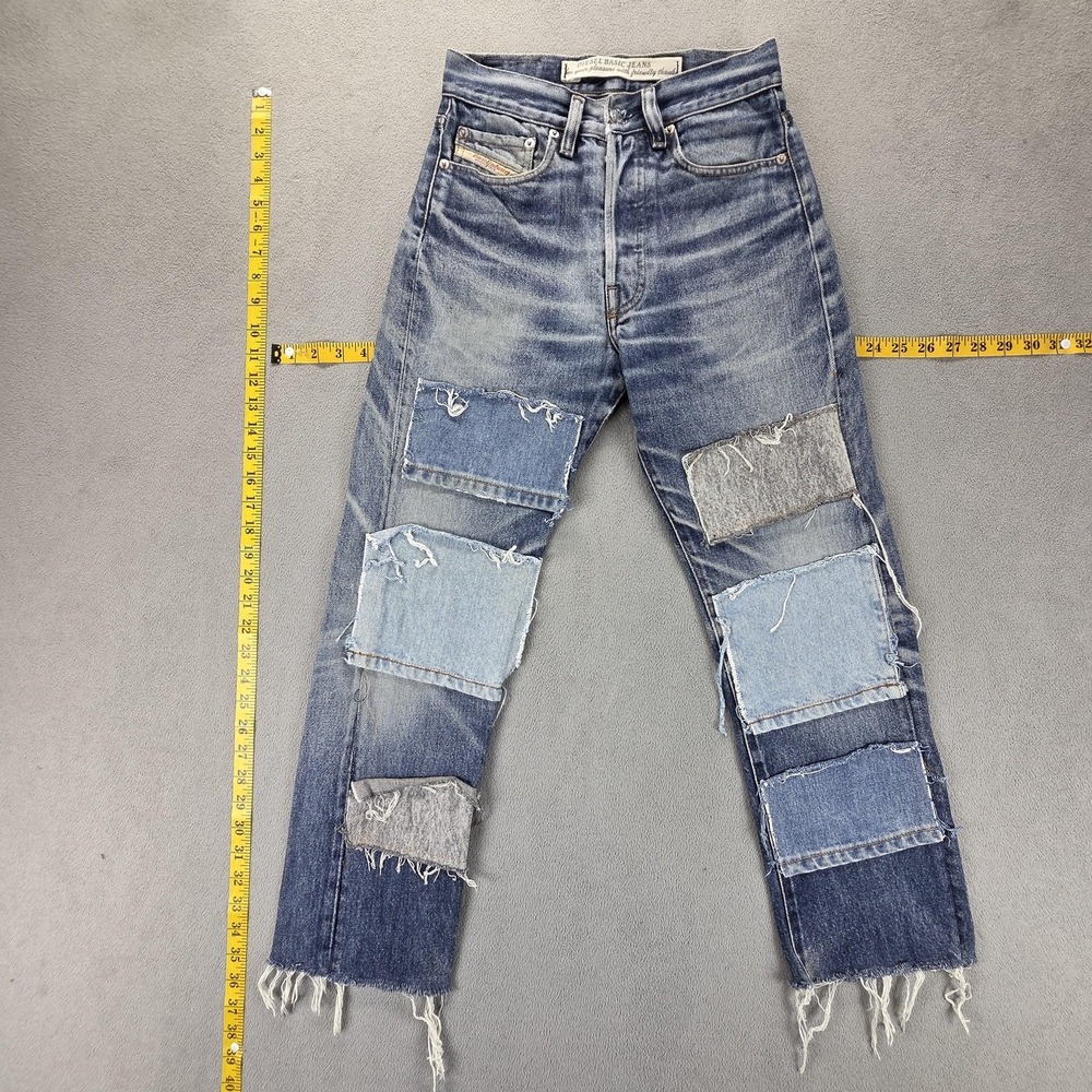 Diesel Jeans Womens‎ 27 Blue Patchwork Straight High Rise Distressed Italy